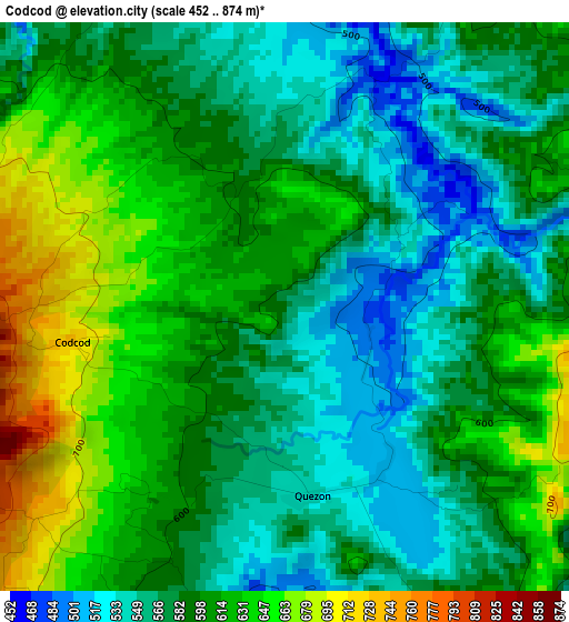 Codcod elevation map