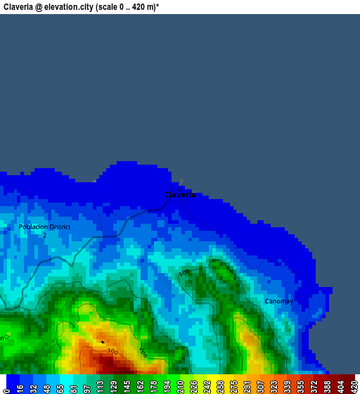 Claveria elevation map