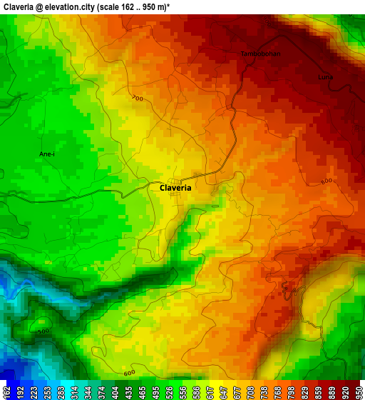 Claveria elevation map