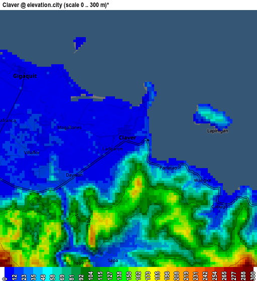 Claver elevation map