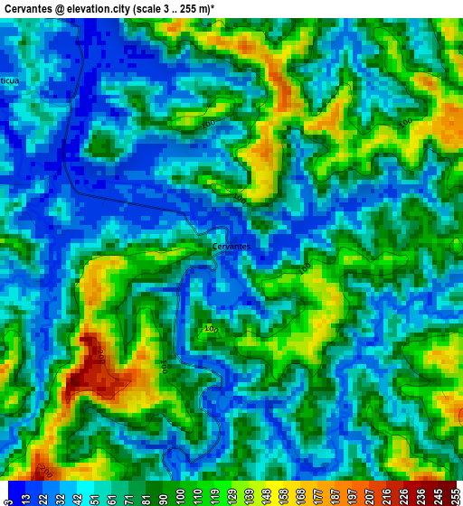 Cervantes elevation map