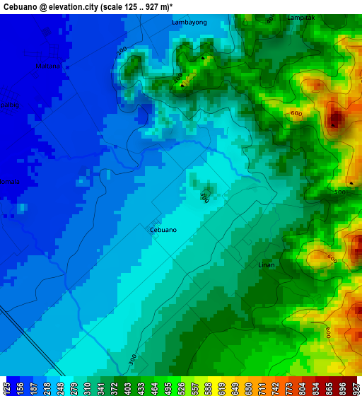 Cebuano elevation map