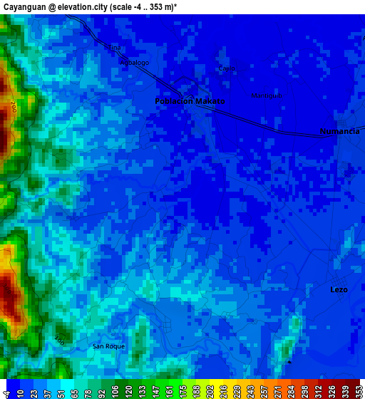 Cayanguan elevation map