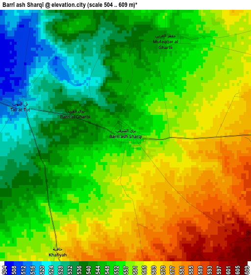 Barrī ash Sharqī elevation map