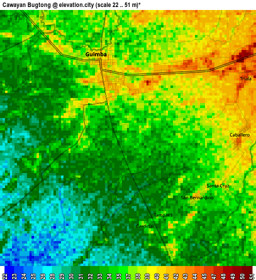 Cawayan Bugtong elevation map