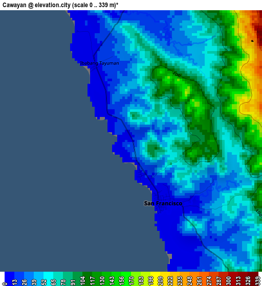 Cawayan elevation map