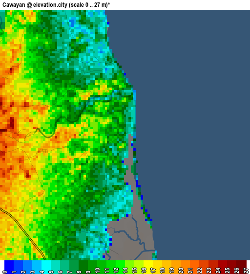 Cawayan elevation map