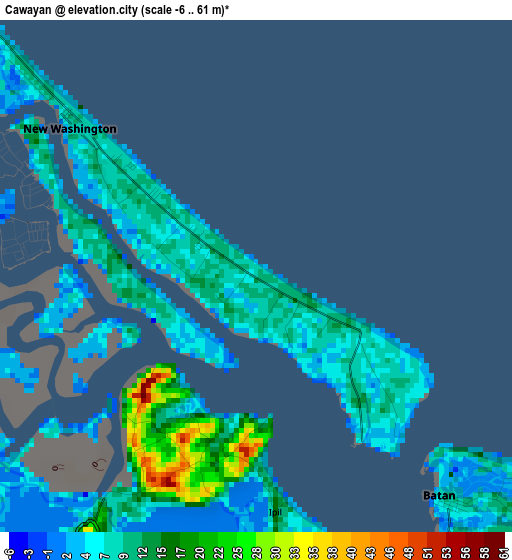 Cawayan elevation map