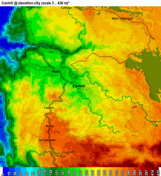 Cavinti elevation map