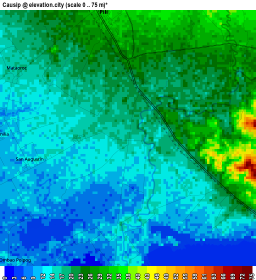 Causip elevation map