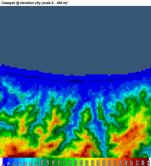 Cawayan elevation map