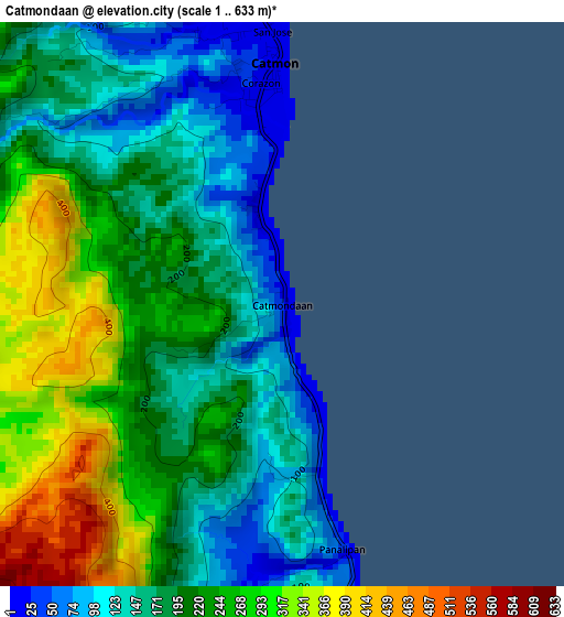 Catmondaan elevation map