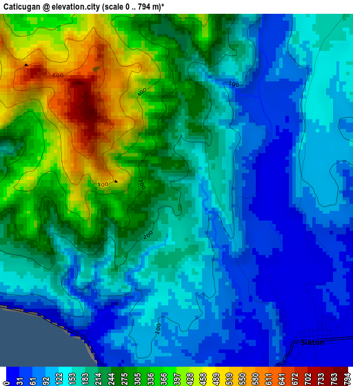 Caticugan elevation map