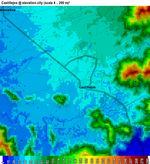 Castillejos elevation map