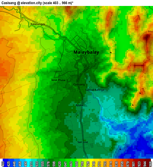 Casisang elevation map