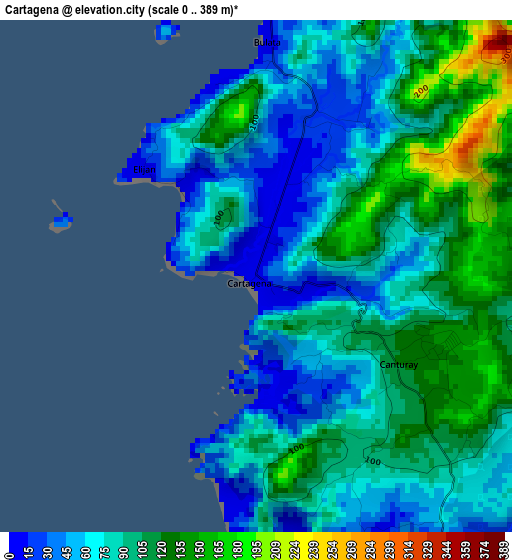 Cartagena elevation map