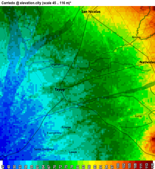 Carriedo elevation map