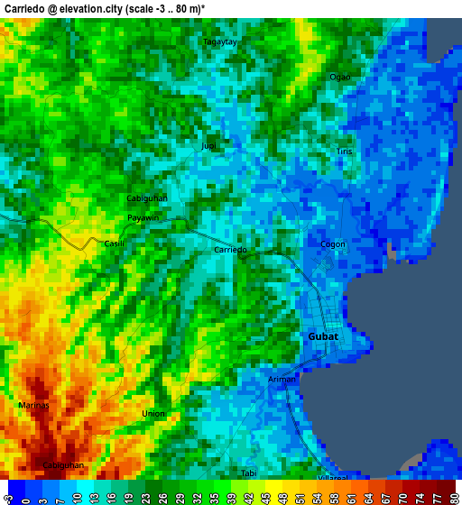 Carriedo elevation map