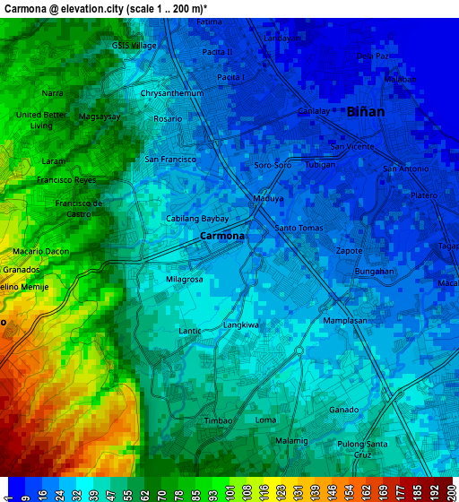 Carmona elevation map