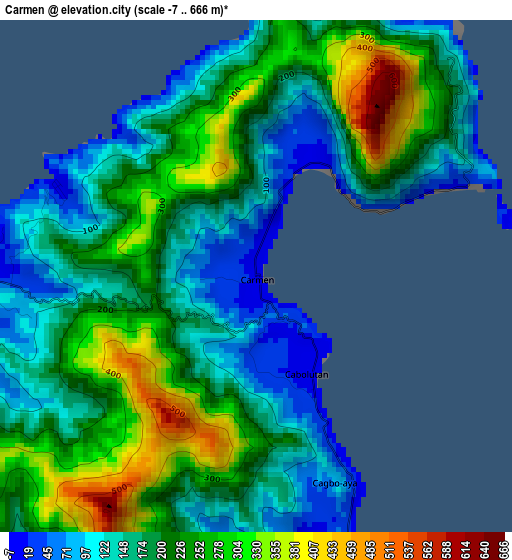 Carmen elevation map