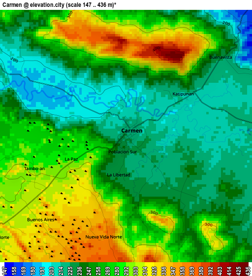 Carmen elevation map