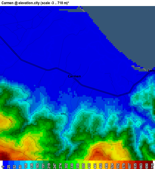 Carmen elevation map