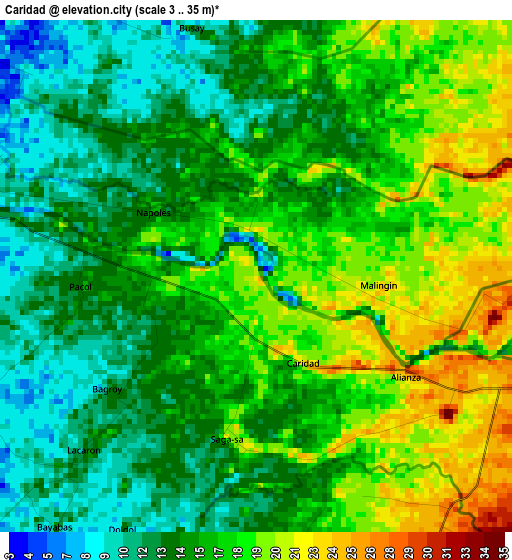 Caridad elevation map