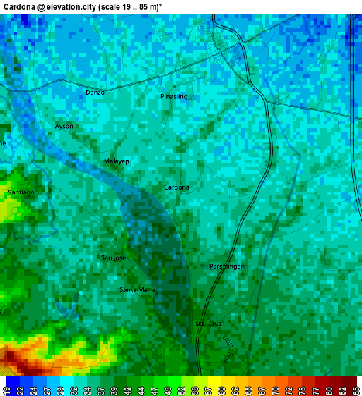 Cardona elevation map