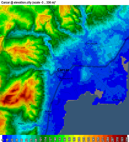 Carcar elevation map