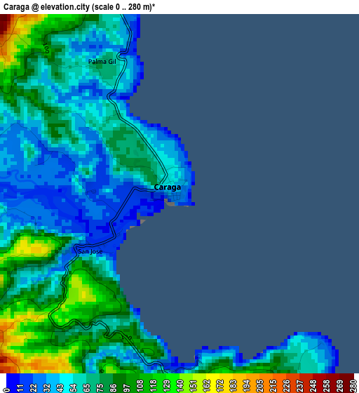 Caraga elevation map