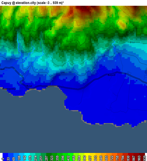 Capuy elevation map