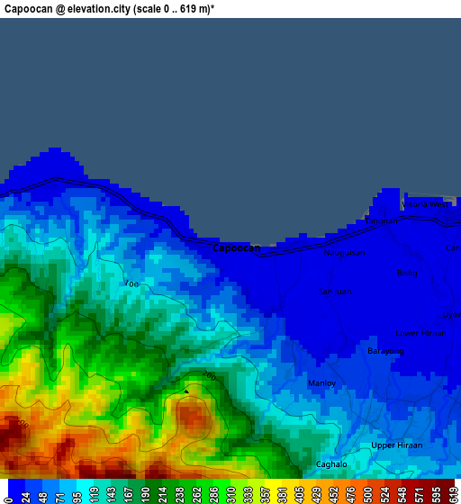 Capoocan elevation map