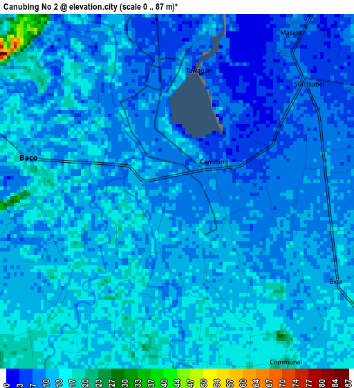 Canubing No 2 elevation map