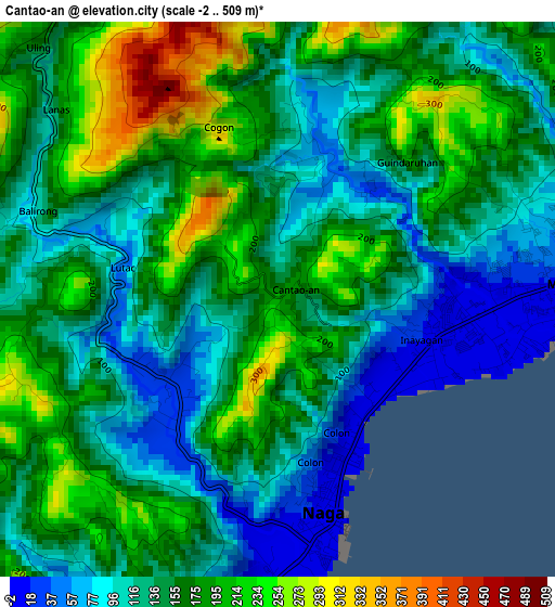 Cantao-an elevation map