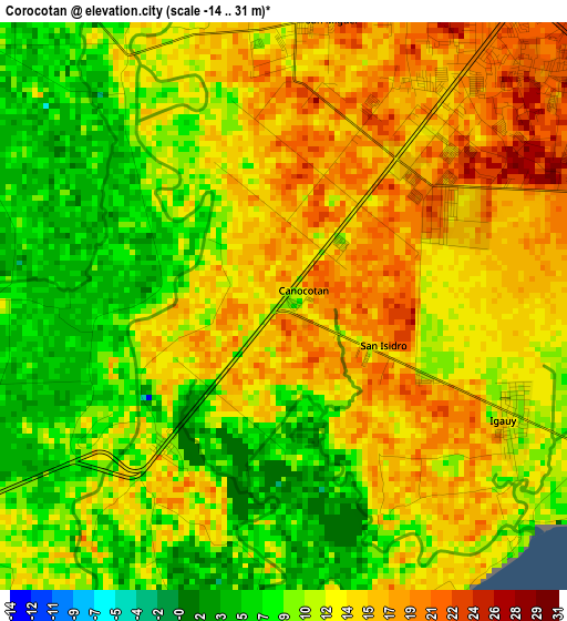 Corocotan elevation map