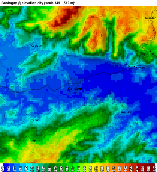 Caningay elevation map