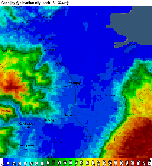 Candijay elevation map