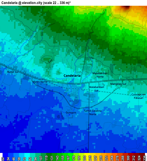 Candelaria elevation map