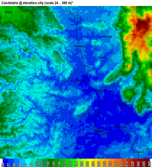 Candelaria elevation map