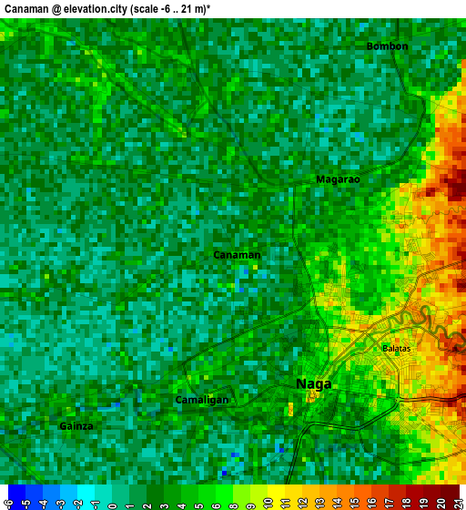 Canaman elevation map