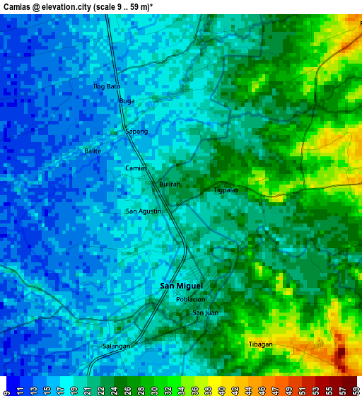 Camias elevation map