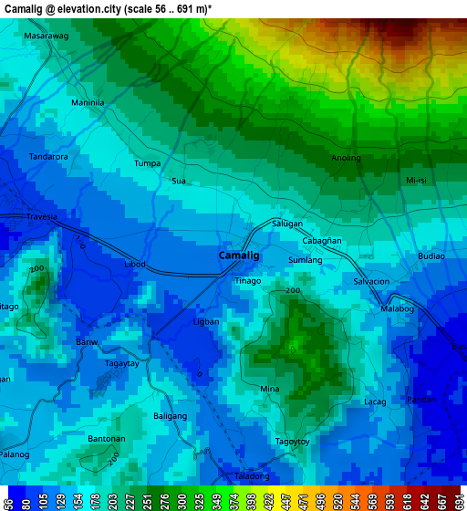 Camalig elevation map