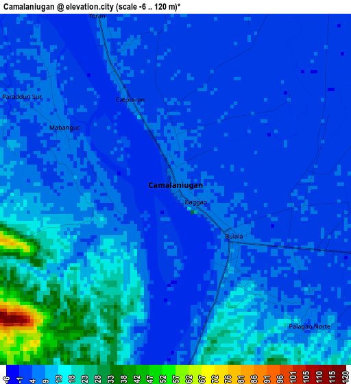 Camalaniugan elevation map