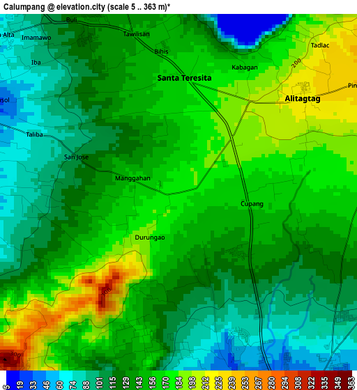 Calumpang elevation map