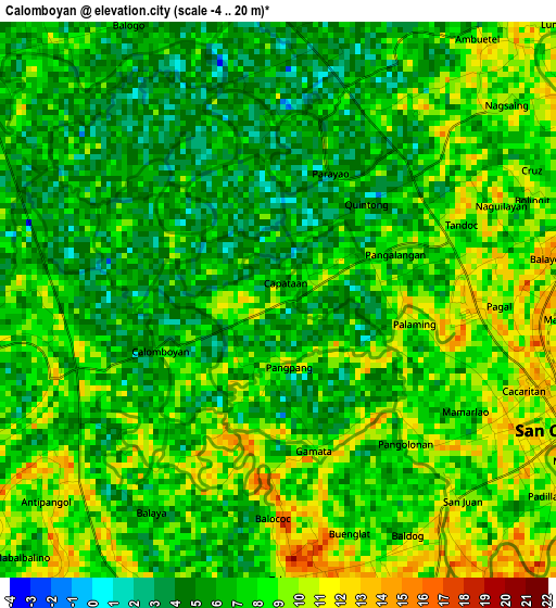 Calomboyan elevation map