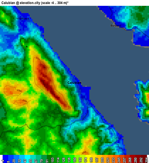 Calubian elevation map