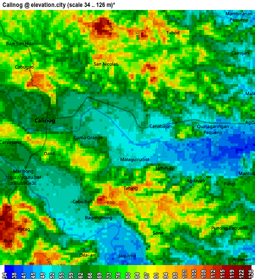 Calinog elevation map