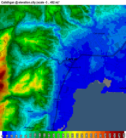 Calidñgan elevation map