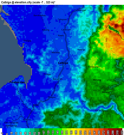 Calbiga elevation map