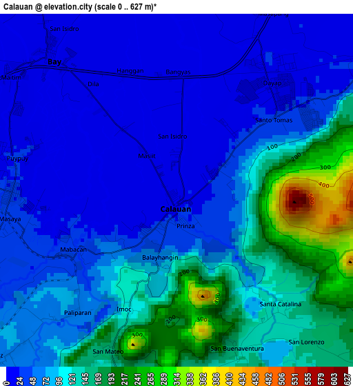 Calauan elevation map